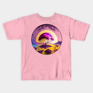 Explore the Vibrant Landscapes of a Purple Planet with Yellow Rivers Kids T-Shirt